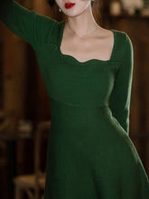 Load image into Gallery viewer, Dark Green The Marvelous Mrs.Maisel Same Style Long Sleeve Turtleneck Sweater Swing Dress