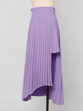 Load image into Gallery viewer, 2PS White 1950S Vintage Classic Top And Purple Irregular Pleated Hem  High Waist Skirt Suit