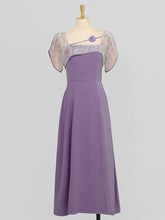 Load image into Gallery viewer, Lavender Flower Split 1950S Vintage Dress