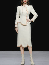 Load image into Gallery viewer, 2PS Apricot Tweed Top Jacket And Skirt 1960S Vintage Suit