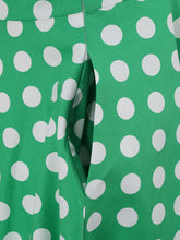 Load image into Gallery viewer, Green And White Polka Dots Pockets Vintage Halter 1950S Dress With Button