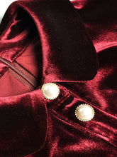 Load image into Gallery viewer, Royal Blue Peter Pan Collar Long Sleeve 1950S Velvet Vintage Dress With Pearl Button