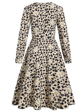 Load image into Gallery viewer, Leopard Daisy Long Sleeve High Waist 1950S Vintage Dress