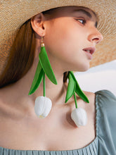 Load image into Gallery viewer, Women&#39;s Tulip Flower Long Simulation Flower Holiday Earrings
