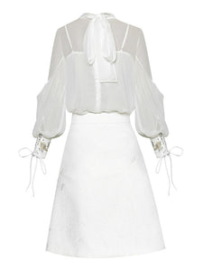 Embroidered Long Sleeve Blouse And Skirt Vintage Set 1950S Dress