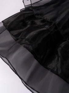 Black Ruffles Gothic Style Organza Vintage Dress Wednesday Dress With Belt