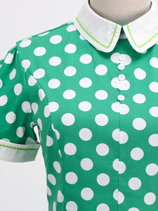 Polka Dots Peter Pan Collar 1950S Dress With Pockets