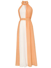 Load image into Gallery viewer, White And Orange Lace Halter Maxi Dress