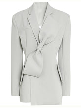 Load image into Gallery viewer, Grey Bowknot Long Sleeve 1950S Vintage Blazer