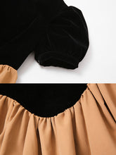 Load image into Gallery viewer, Black And Brown Crew Neck 1950S Hepburn Style Outfits Vintage Swing Dress