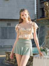 Load image into Gallery viewer, 2PS Apricot Lace Fairy Vintage Two Piece Bikinis Swimwear Bathing Suit