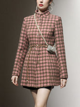 Load image into Gallery viewer, Plaid Stand Collar Houndstooth Tweed 1940S Coat