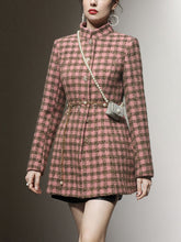 Load image into Gallery viewer, Plaid Stand Collar Houndstooth Tweed 1940S Coat