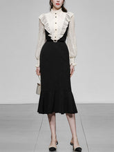 Load image into Gallery viewer, White Lace Shirt Fake Two-Piece Fishtail Dress