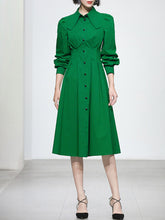 Load image into Gallery viewer, Green And Black Stripe Long Sleeve 1950S Halloween Vintage Dress