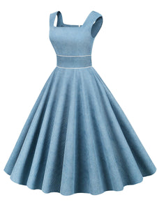 Light Yellow Corduroy Sleeveless 1950S Vinatge Dress With Pockets