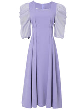 Load image into Gallery viewer, Avocado Green Puff Sleeve 1950S Vintage Dress