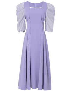 Avocado Green Puff Sleeve 1950S Vintage Dress