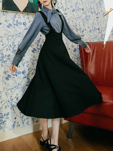 With Bow Collar Beauxbatons Same Style Vintage Fall Shirt Set Dress