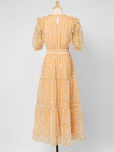 Load image into Gallery viewer, Yellow Daisy Puff Sleeve 1950S Vintage Maxi Dress