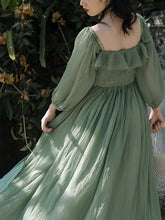 Load image into Gallery viewer, Green Mid Centuries Ruffles Vintage Maxi Dress