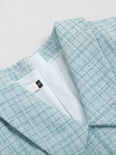Load image into Gallery viewer, Baby Blue V Neck Retro Swing Tweed Dress With Long Sleeve For Winter