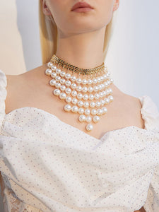 1950S Plastic Pearl Fringe Vintage Party Women's Necklace