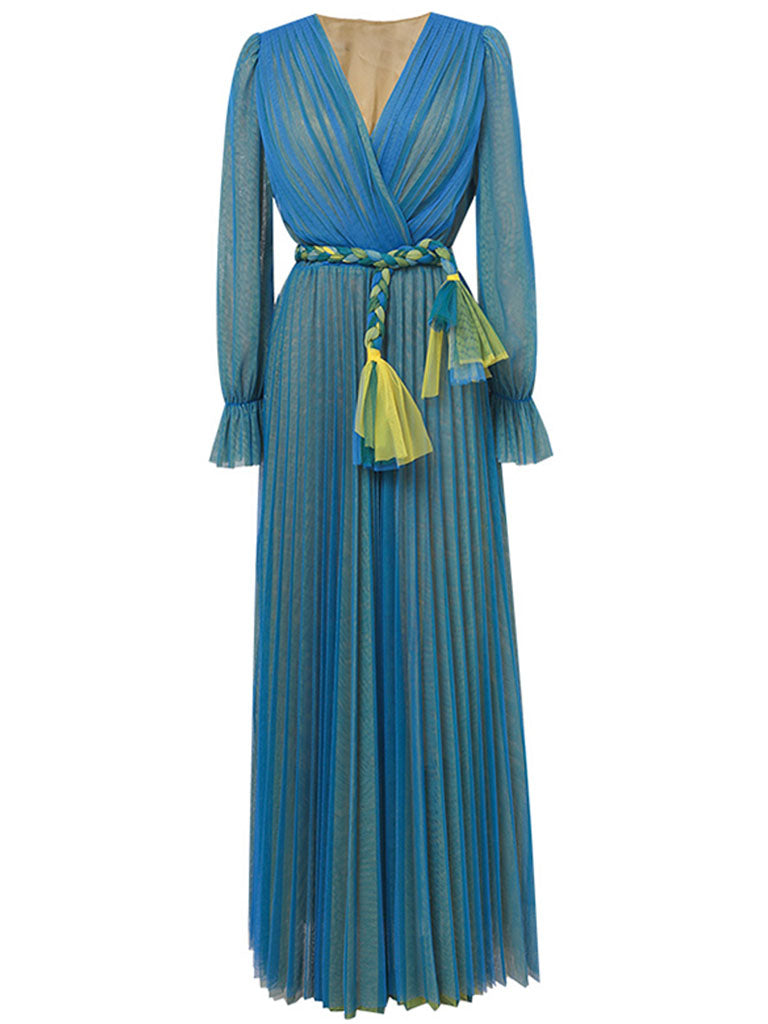 Blue V Neck Lantern Sleeve Pleated Fairy Dress Jolly Vintage Blue V Neck Lantern Sleeve Pleated Fairy Dress Jolly Vintage