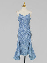 Load image into Gallery viewer, 2PS White 1950S Vintage Classic Top And Spaghetti Strap Denim Swing Dress Suit