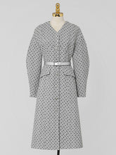 Load image into Gallery viewer, Light Grey V Neck Polka Dot Woolen Coat
