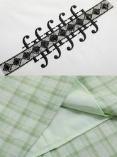 Load image into Gallery viewer, 2PS White 1950S Vintage Classic Tshirt And Green Plaid Mermaid Skirt