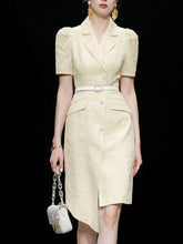 Load image into Gallery viewer, Apricot Lace Puff Short Sleeve Blazer Bud Dress