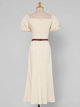 Load image into Gallery viewer, Apricot Square Collar Star Puff Sleeve 1940S Vintage Dress