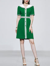 Load image into Gallery viewer, Navy Style Big Collar Salior 1950S Vintage Dress