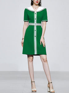 Navy Style Big Collar Salior 1950S Vintage Dress