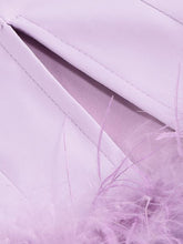 Load image into Gallery viewer, Purple Spaghetti Strap Satin Feather Hem Bodycon Dress Sexy Gown Party Dress