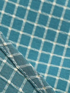 Green Plaid Turn Down Collar Short Sleeves 1950S Vintage Shirt Dress