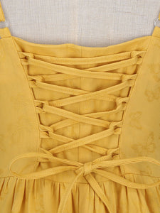 Yellow Butterfly Strap Sleeveless 1950S Vinatge Dress