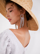 Load image into Gallery viewer, 925 Silver Needle Faux Rhinestone Tassel Long Earrings