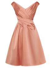 Load image into Gallery viewer, Pink V Neck Audrey Hepburn Style 50S Party Dress