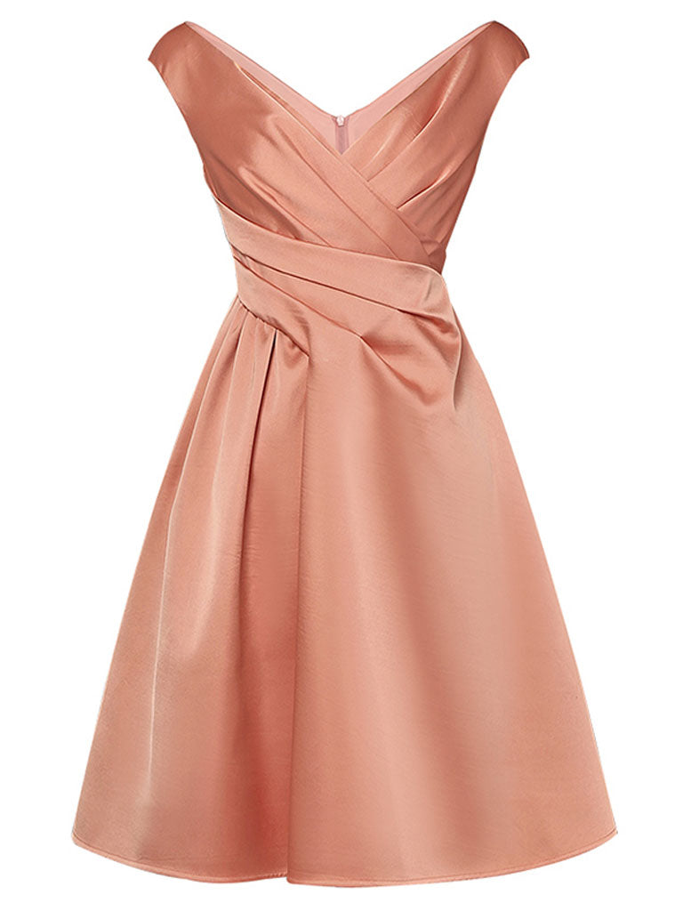 Pink V Neck Audrey Hepburn Style 50S Party Dress