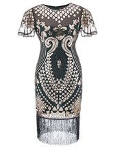 Load image into Gallery viewer, 1920S Short Sleeve Fringed Sequin Gatsby Flapper Dress