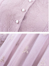 Load image into Gallery viewer, Embroidered Puff Long Sleeve Edwardian Revival Dress