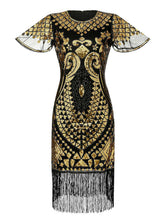 Load image into Gallery viewer, 6 Colors Short Sleeve 1920s Sequined Flapper Dress