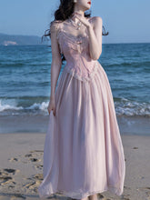 Load image into Gallery viewer, Pink Lace Corset Spaghetti Strap 1950S Vintage Dress