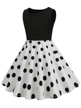 Load image into Gallery viewer, Kids Little Girls&#39; Dress Crew Neck Polka Dot Cotton 1950S Vintage Dress