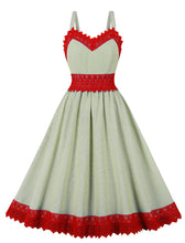 Load image into Gallery viewer, 1950S Spaghetti Strap Vintage Dress With Red Lace