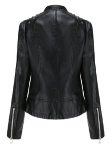 Rivet Long Sleeve PU Leather Motorcycle Jacket