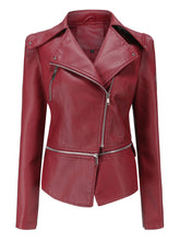 Load image into Gallery viewer, Cool Girl Coat Long Sleeve PU Leather Motorcycle Jacket With Detachable Hem