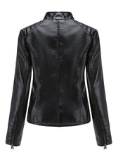 Load image into Gallery viewer, Pink Long Sleeve PU Leather Motorcycle Jacket For Women